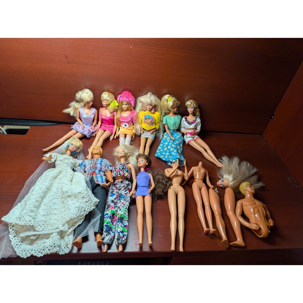 Vintage 1980s & 1990s Barbie Doll Lot Ken Bride Neon Fashion Parts Repair
